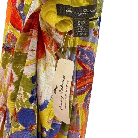 Tommy Bahama Halter Top Size S Colorful Tropical Beach Noli Blooms Stretch Aloha - Picture 5 of 7